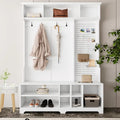 Hall Tree with Shoe Bench, Coat Rack ,Shoe Storage ,Storage Shelves and Pegboard, for Hallways, Halls and Bedrooms, Black