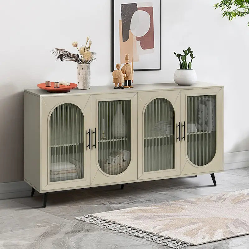TV Stand for 65+ Inch TV, Wood TV Stand with Storage Cabinet & Adjustable Shelves, Media TV Console for Living Room Bedroom