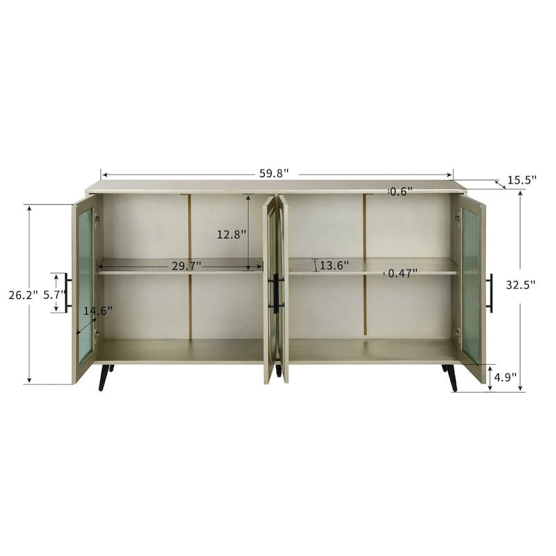 TV Stand for 65+ Inch TV, Wood TV Stand with Storage Cabinet & Adjustable Shelves, Media TV Console for Living Room Bedroom
