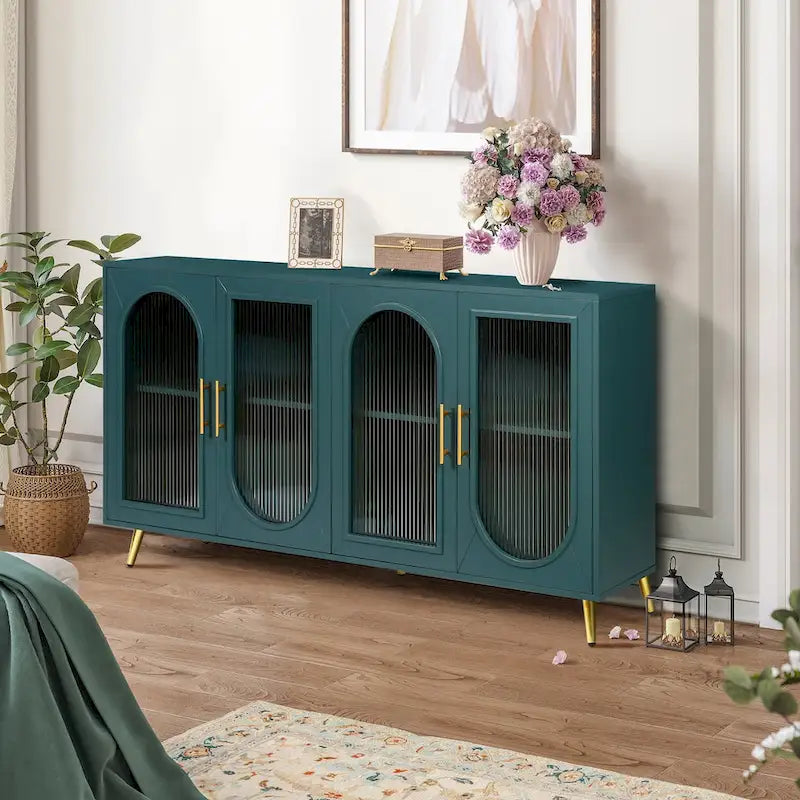 TV Stand for 65+ Inch TV, Wood TV Stand with Storage Cabinet & Adjustable Shelves, Media TV Console for Living Room Bedroom
