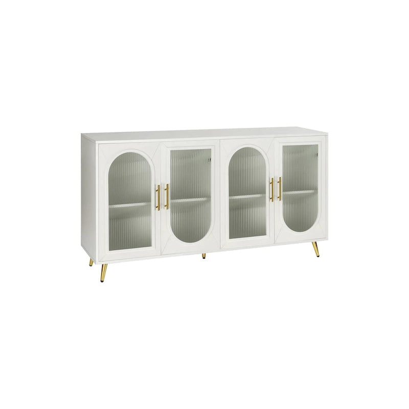 TV Stand for 65+ Inch TV, Wood TV Stand with Storage Cabinet & Adjustable Shelves, Media TV Console for Living Room Bedroom
