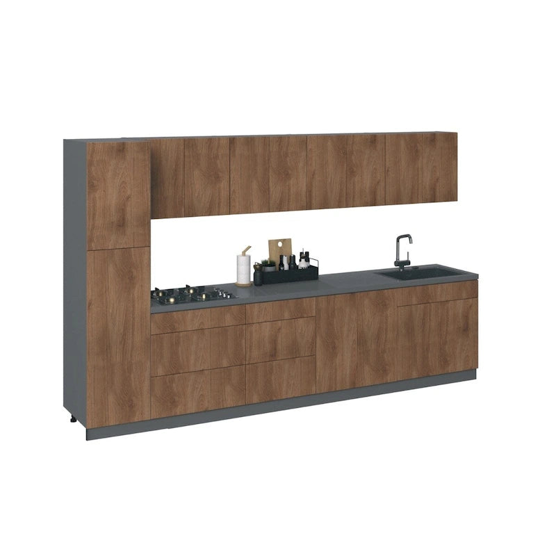 Kitchen Elegant Collection Natural Teak & Black Color Base Size 11Ft Wide - 135x24