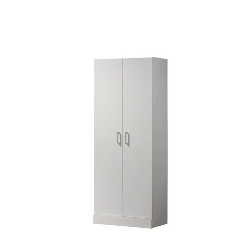 60 Tall White Double Door Cabinet, Freestanding Cupboard Closet Storage Organizer with 4 Tier Shelves