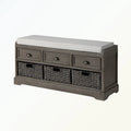 Wood Storage Bench with 3 Drawers and 3 Baskets