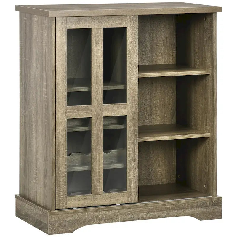 HOMCOM Modern Buffet Cabinet, Kitchen Sideboard with Wine Racks, Sliding Glass Door, Storage Shelves for Living Room