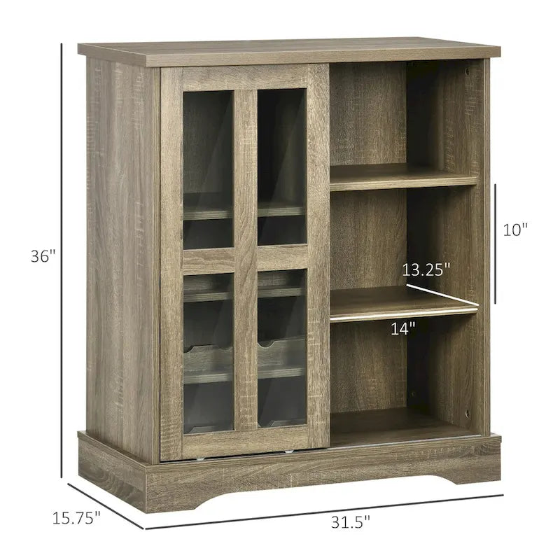 HOMCOM Modern Buffet Cabinet, Kitchen Sideboard with Wine Racks, Sliding Glass Door, Storage Shelves for Living Room
