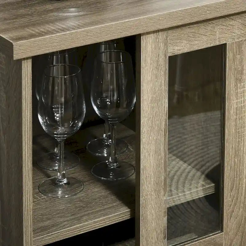 HOMCOM Modern Buffet Cabinet, Kitchen Sideboard with Wine Racks, Sliding Glass Door, Storage Shelves for Living Room