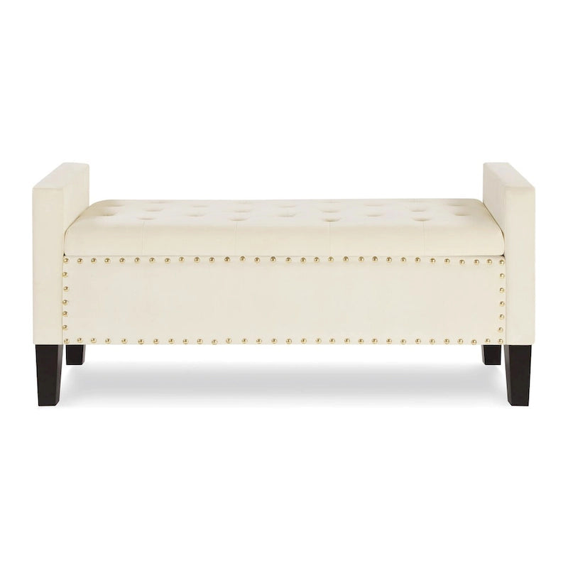 GEITIN Upholstered Tufted Button Storage Bench with Nails Trim