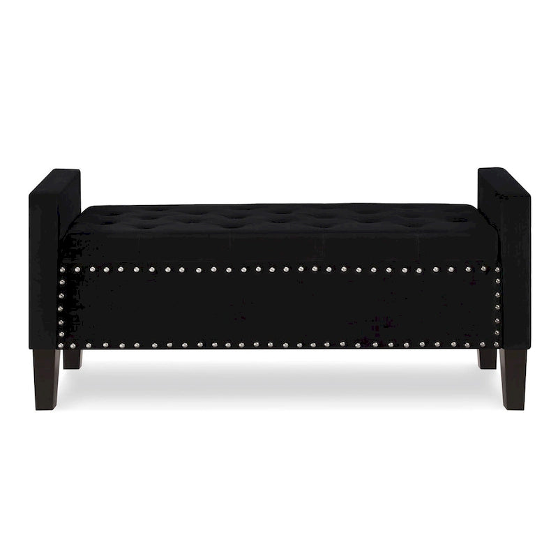 GEITIN Upholstered Tufted Button Storage Bench with Nails Trim