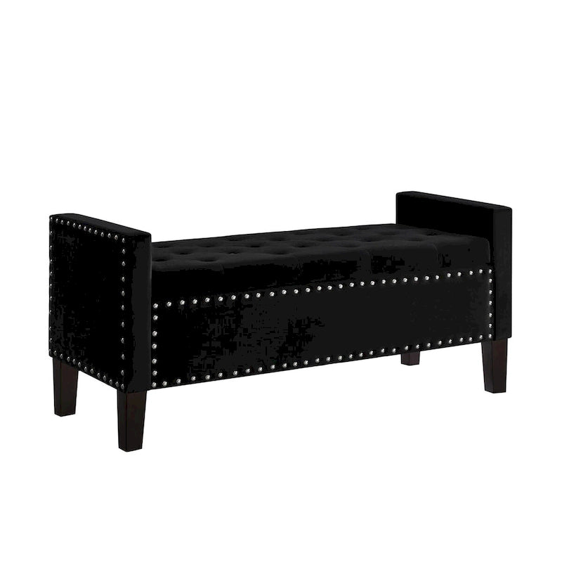 GEITIN Upholstered Tufted Button Storage Bench with Nails Trim