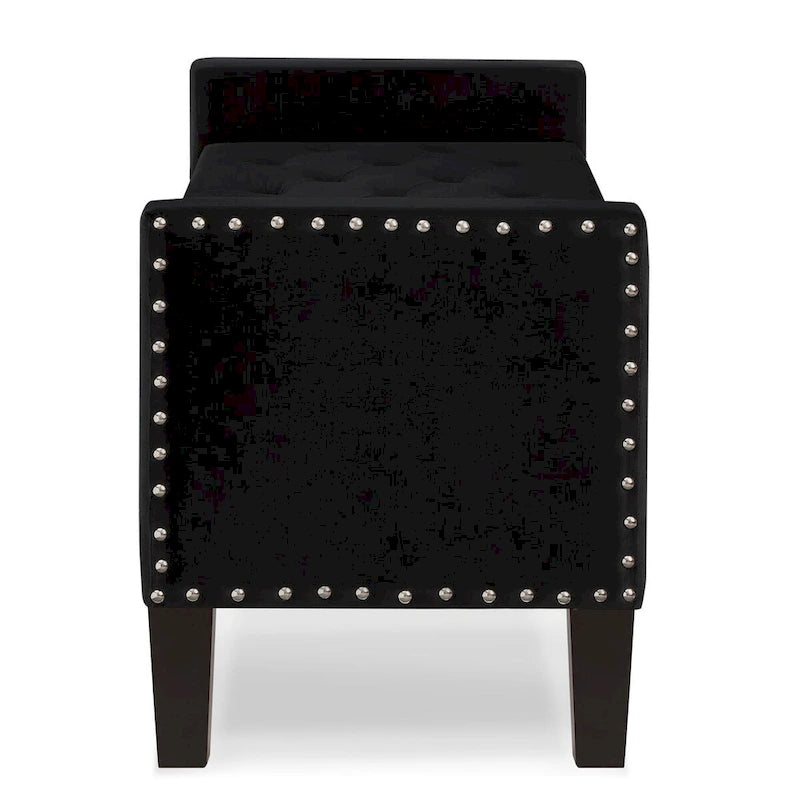 GEITIN Upholstered Tufted Button Storage Bench with Nails Trim