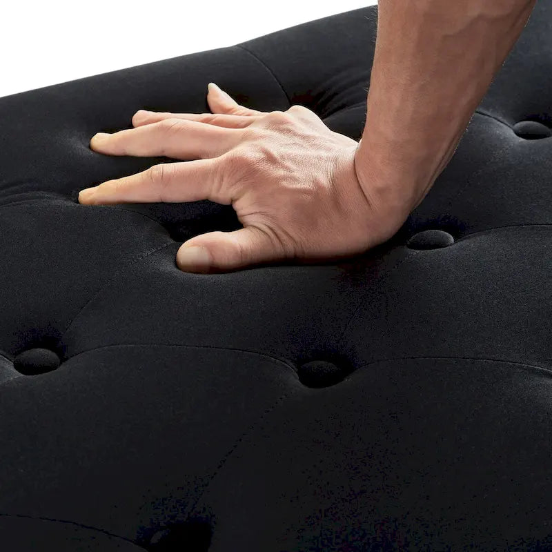 GEITIN Upholstered Tufted Button Storage Bench with Nails Trim