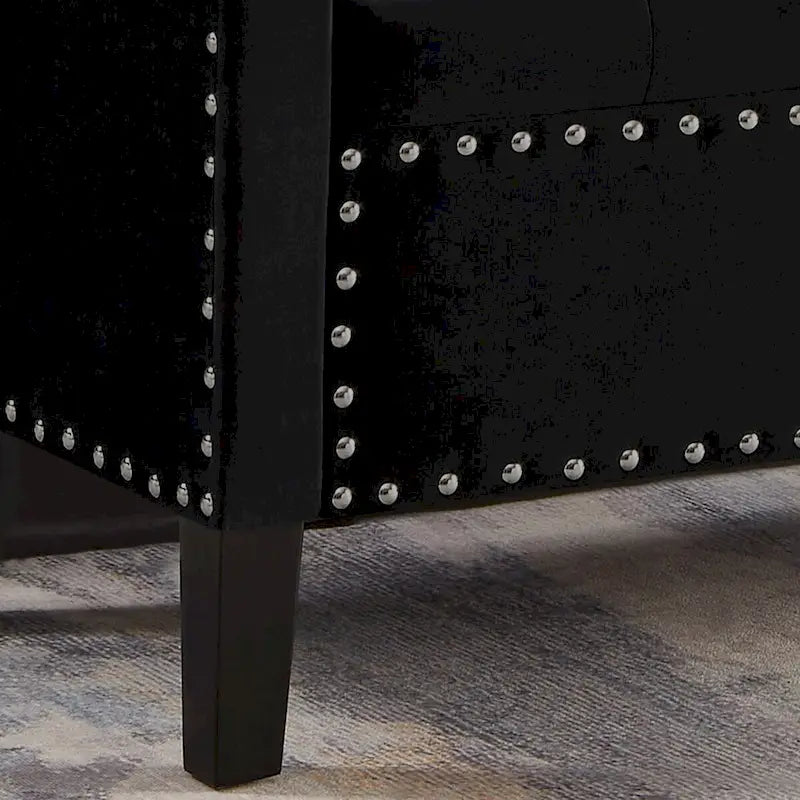 GEITIN Upholstered Tufted Button Storage Bench with Nails Trim