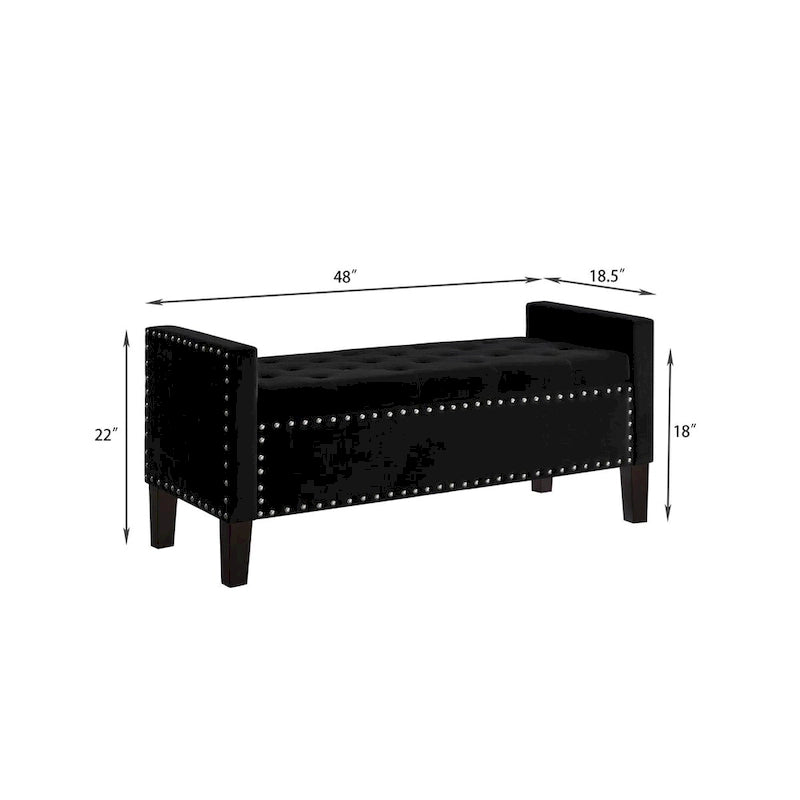 GEITIN Upholstered Tufted Button Storage Bench with Nails Trim