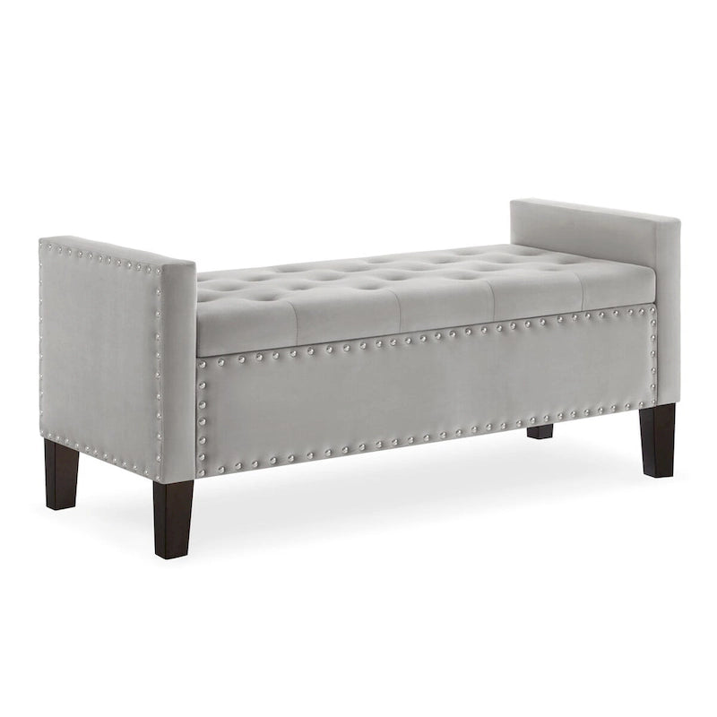 GEITIN Upholstered Tufted Button Storage Bench with Nails Trim