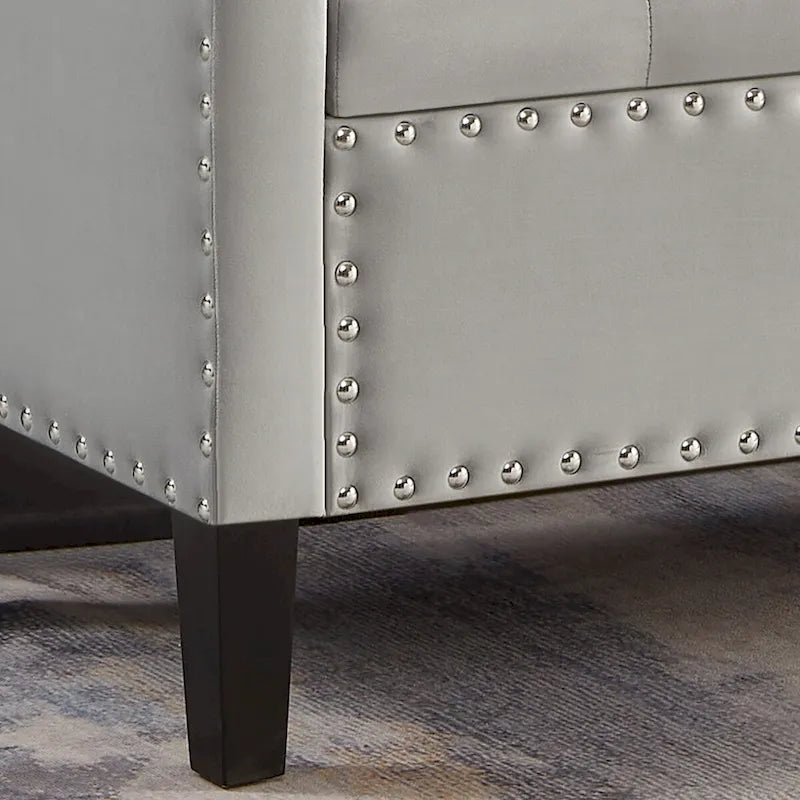 GEITIN Upholstered Tufted Button Storage Bench with Nails Trim