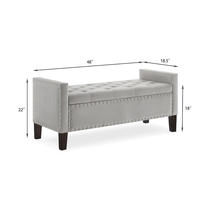 GEITIN Upholstered Tufted Button Storage Bench with Nails Trim