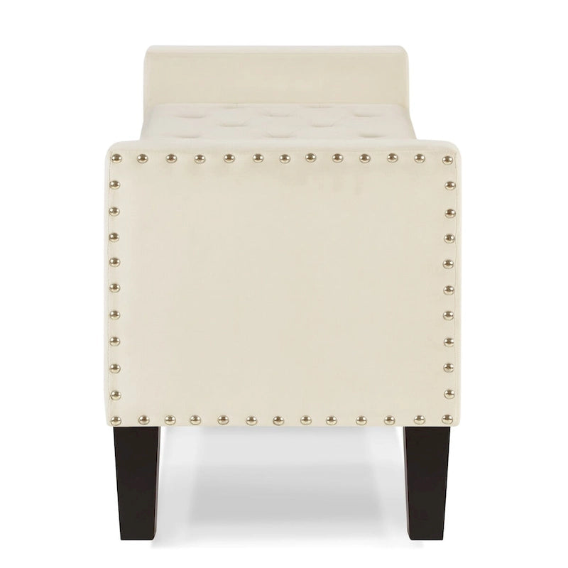 GEITIN Upholstered Tufted Button Storage Bench with Nails Trim