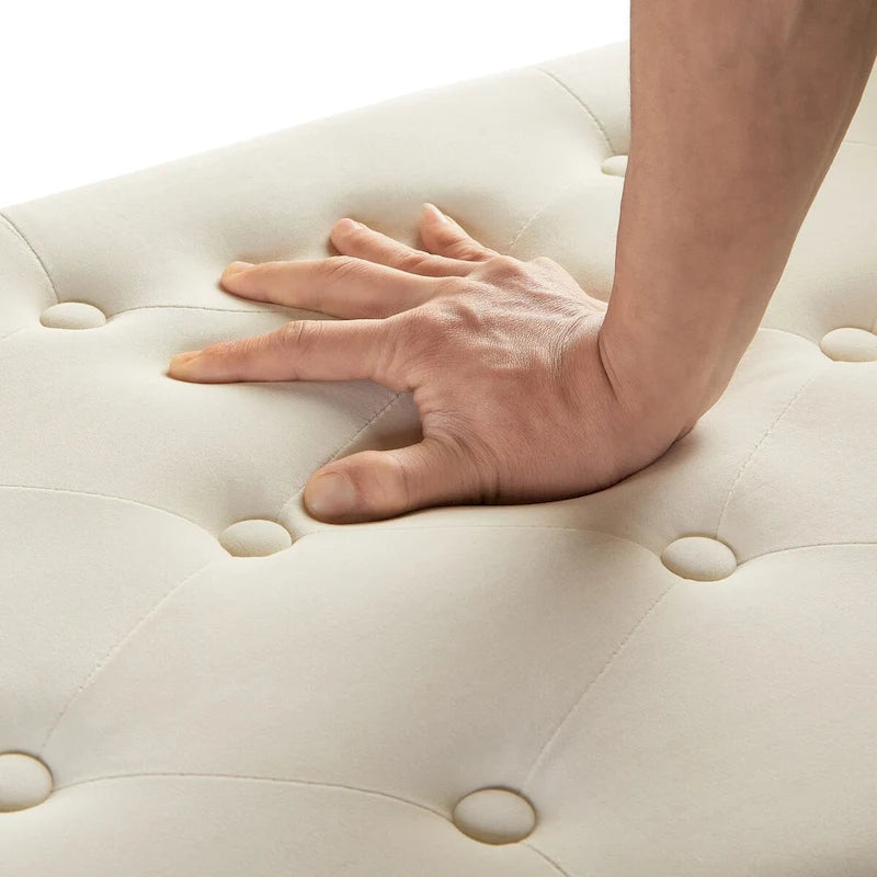 GEITIN Upholstered Tufted Button Storage Bench with Nails Trim
