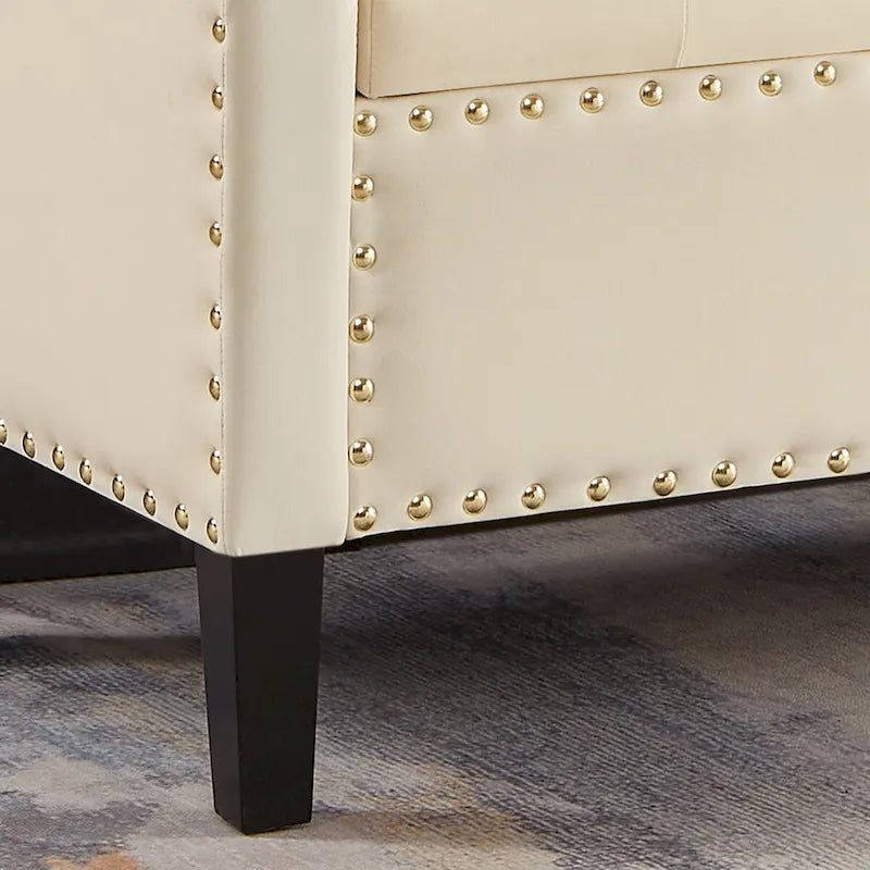 GEITIN Upholstered Tufted Button Storage Bench with Nails Trim