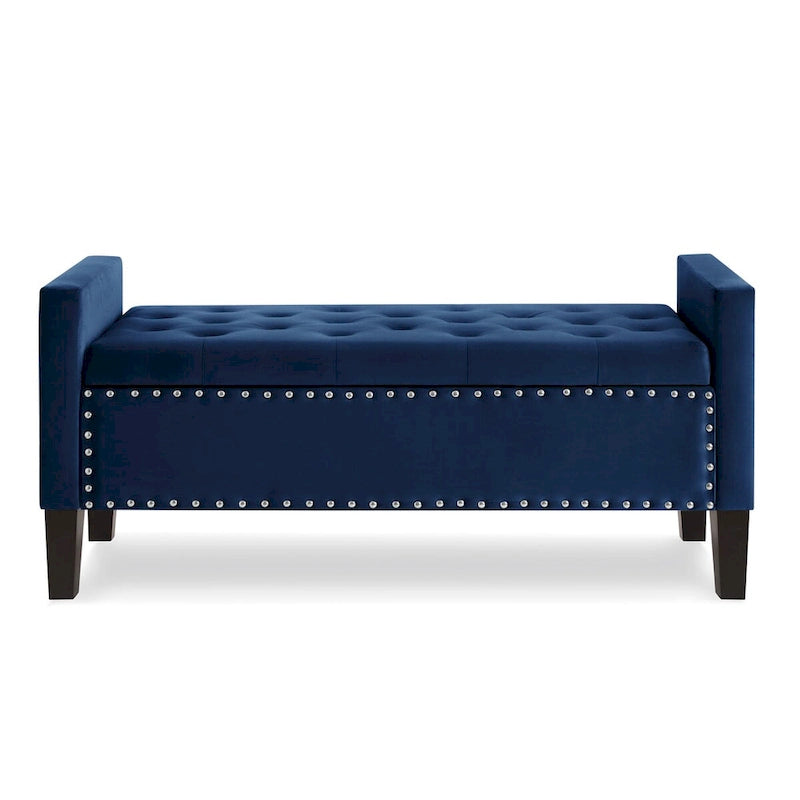 GEITIN Upholstered Tufted Button Storage Bench with Nails Trim