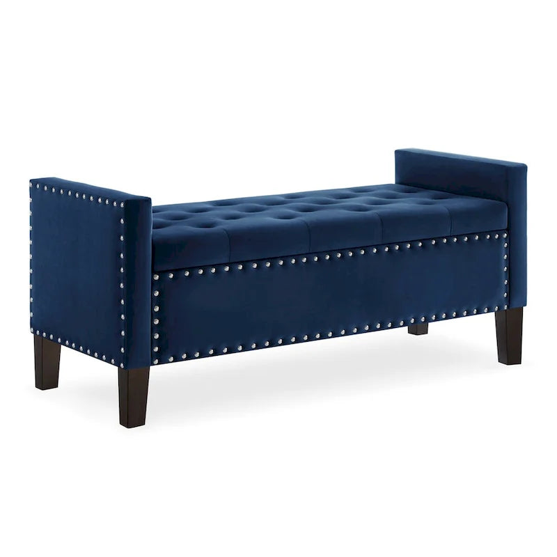 GEITIN Upholstered Tufted Button Storage Bench with Nails Trim
