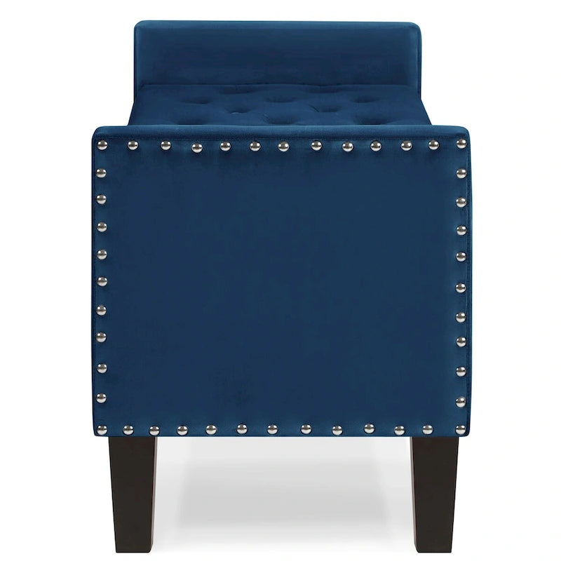 GEITIN Upholstered Tufted Button Storage Bench with Nails Trim