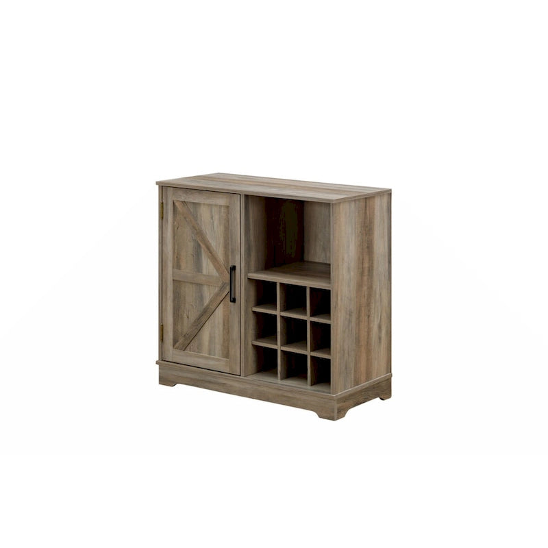 Farmhouse Coffee Bar Cabinet Bar Cabinet with Wine Rack Barn Door Buffet Sideboard Cabinet with Drawer