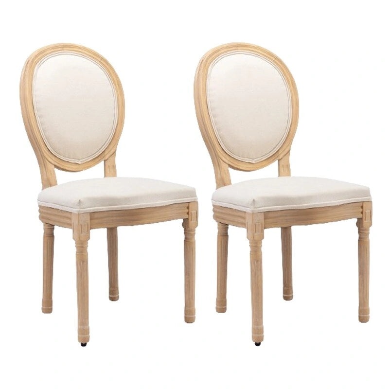 Grondi French Country Style Solid Rubber Wood and Cane Dining Chair Set of 2, Mid-Century Modern Side Chair with Rattan Backrest