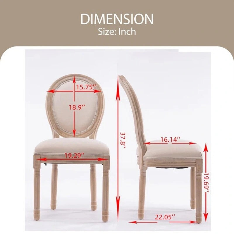 Grondi French Country Style Solid Rubber Wood and Cane Dining Chair Set of 2, Mid-Century Modern Side Chair with Rattan Backrest