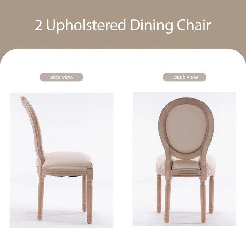 Grondi French Country Style Solid Rubber Wood and Cane Dining Chair Set of 2, Mid-Century Modern Side Chair with Rattan Backrest