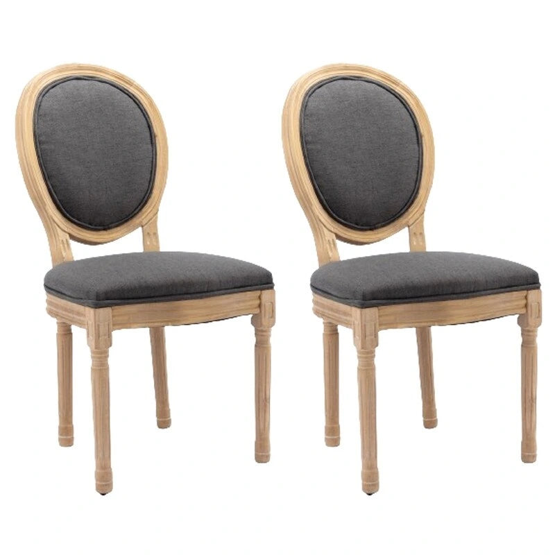 Grondi French Country Style Solid Rubber Wood and Cane Dining Chair Set of 2, Mid-Century Modern Side Chair with Rattan Backrest