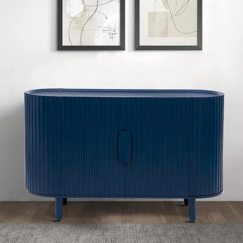 Modern Stylish Wooden Sideboard with Vertical Stripes Cabinet Doors