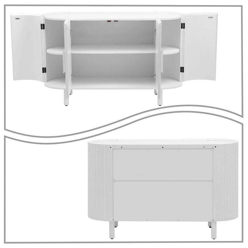Modern Stylish Wooden Sideboard with Vertical Stripes Cabinet Doors