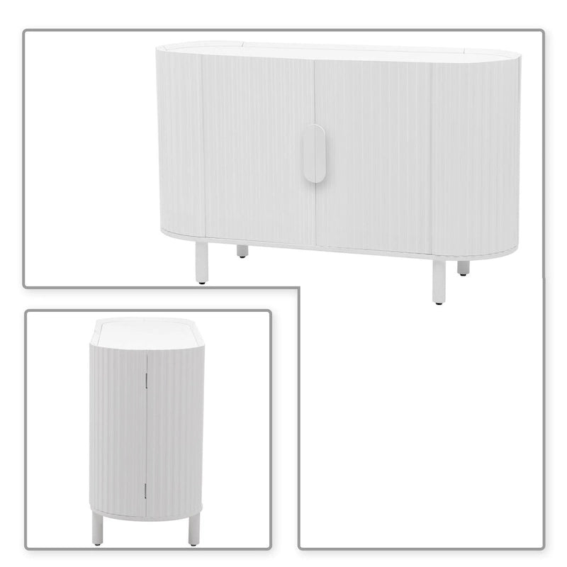 Modern Stylish Wooden Sideboard with Vertical Stripes Cabinet Doors