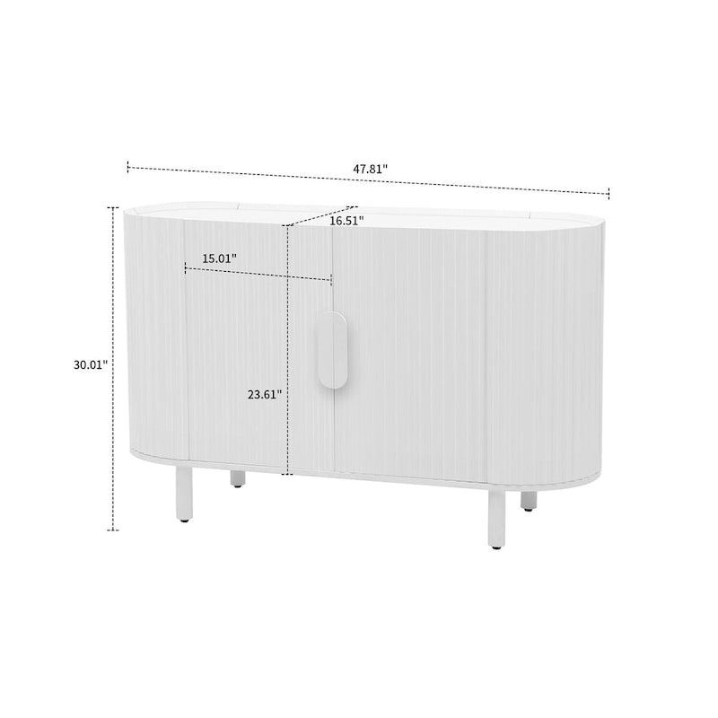 Modern Stylish Wooden Sideboard with Vertical Stripes Cabinet Doors