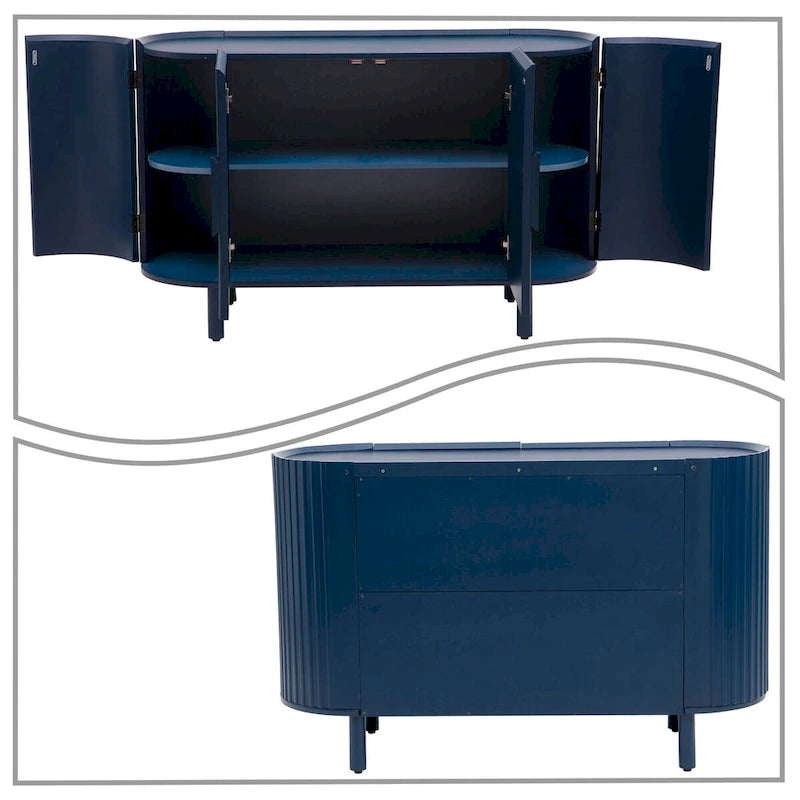 Modern Stylish Wooden Sideboard with Vertical Stripes Cabinet Doors