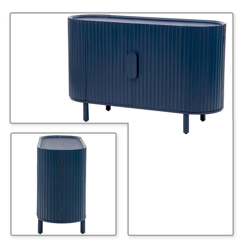 Modern Stylish Wooden Sideboard with Vertical Stripes Cabinet Doors