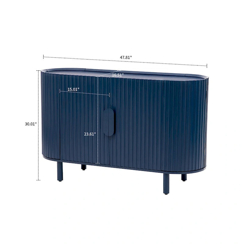 Modern Stylish Wooden Sideboard with Vertical Stripes Cabinet Doors