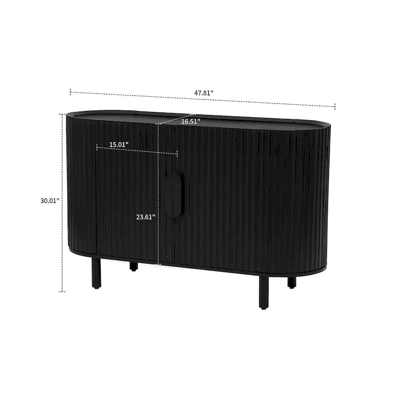 Modern Stylish Wooden Sideboard with Vertical Stripes Cabinet Doors