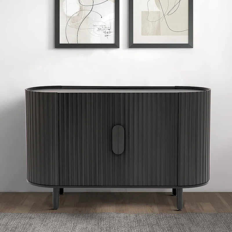 Modern Stylish Wooden Sideboard with Vertical Stripes Cabinet Doors