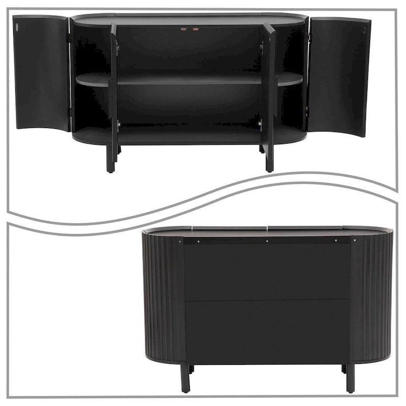 Modern Stylish Wooden Sideboard with Vertical Stripes Cabinet Doors