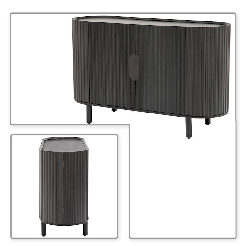 Modern Stylish Wooden Sideboard with Vertical Stripes Cabinet Doors