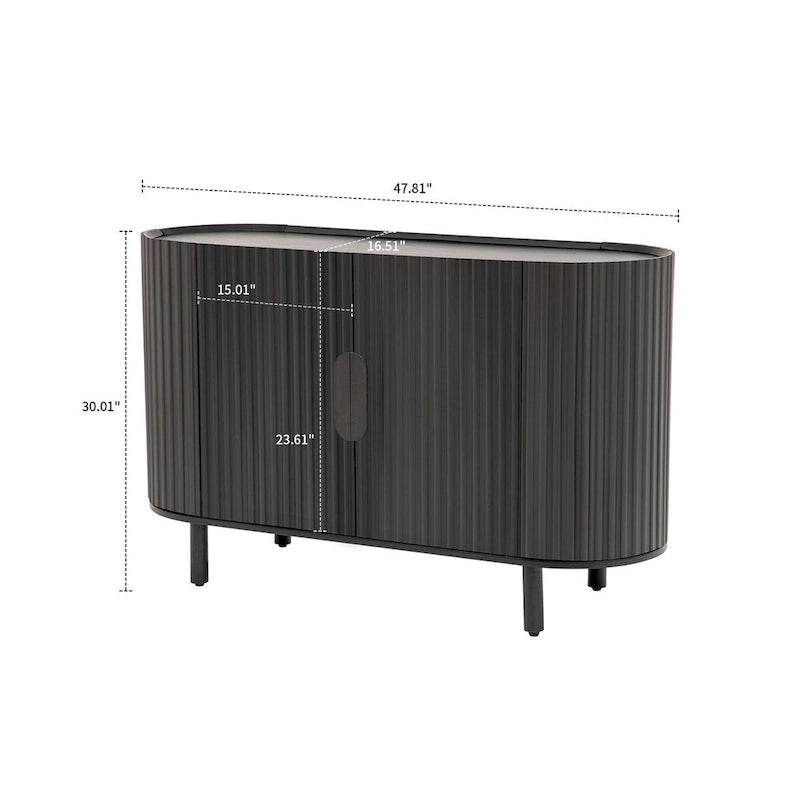 Modern Stylish Wooden Sideboard with Vertical Stripes Cabinet Doors