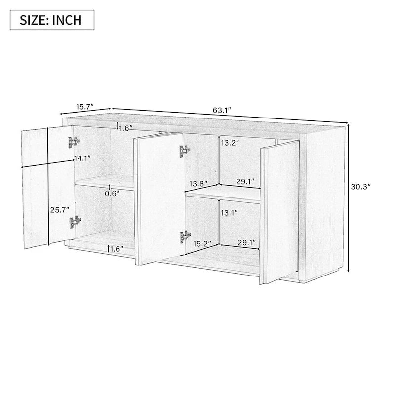 Distinctive Features of a Four-Door Cabinet Sideboard with Ash Veneer suitable for Hallway, Entryway, Living Room