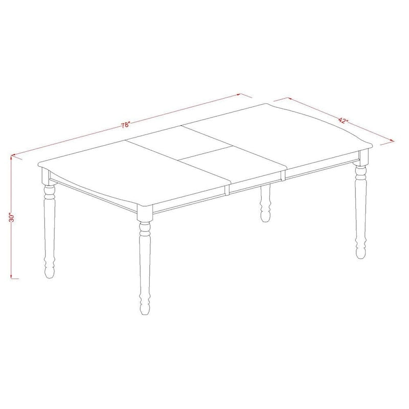 East West Furniture 7 Piece Dining Set- a Dining Table with Butterfly Leaf and 6 Kitchen Chairs, 42x78 Inch, Buttermilk & Cherry