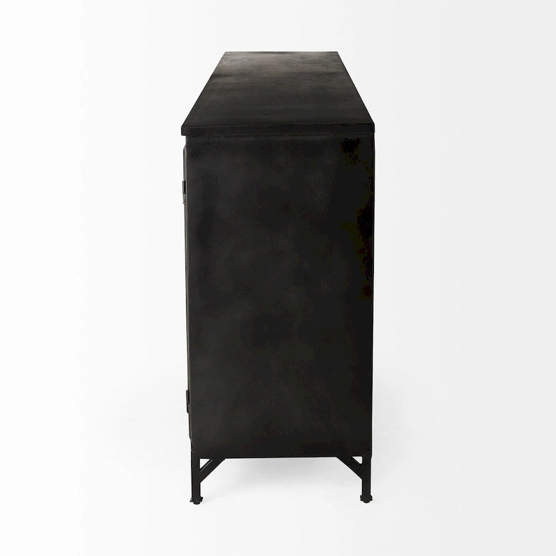 Poppy I Black Metal w/Glass Door Sideboard - 79.0L x 16.0W x 33.0H