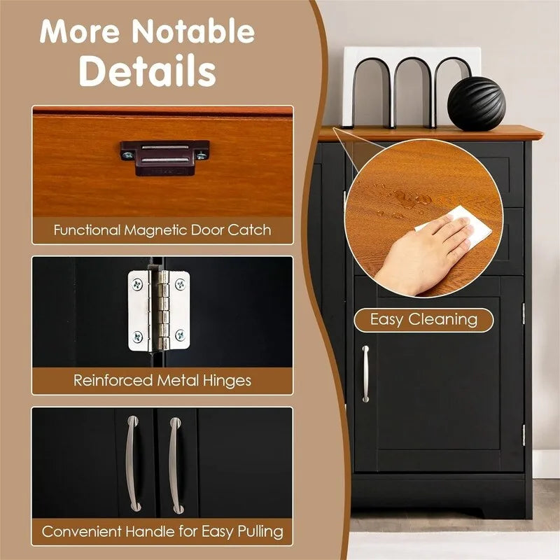 Kitchen Sideboard with Storage Cabinets & Drawers - 16D x 43.5W x 31H