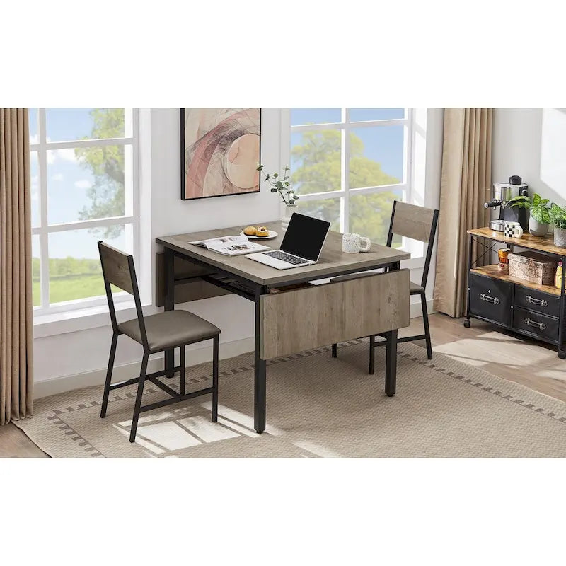 Industrial Folding Dining Table with Steel Frame
