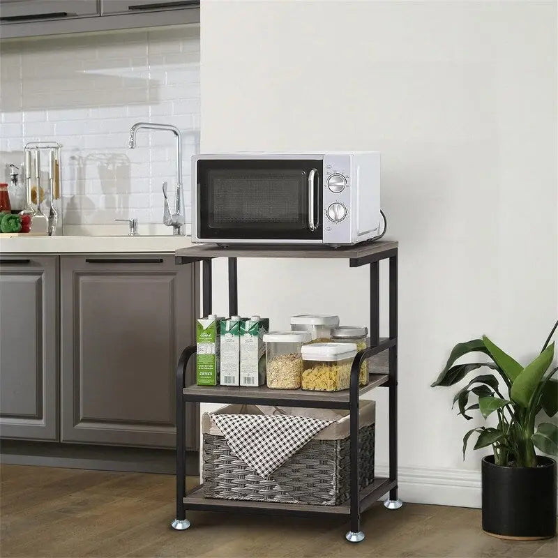 3 Tier Mobile Printer Stand on Wheels with Storage Shelves - 16D x 20W x 30H